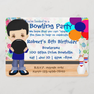 Invitación Boys Bowling Fiesta
