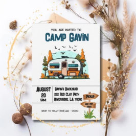 Invitación Boys Camping Adventure Birthday Slumber Fiesta