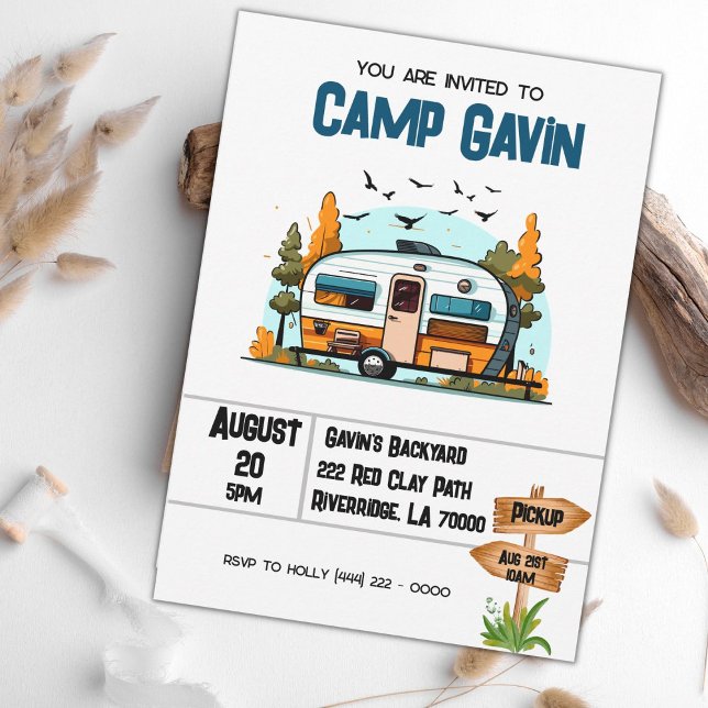Invitación Boys Camping Adventure Birthday Slumber Fiesta (Subido por el creador)