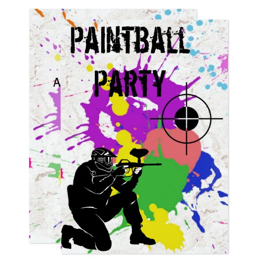 Invitación Boys coloridos Paintball 10 cumpleaños Zazzle.es