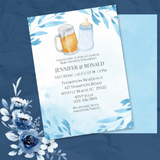 Invitación Boys Couples Co Ed Blue Baby Shower