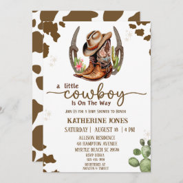 Invitación Boys Cowboy Cow Print Baby Shower