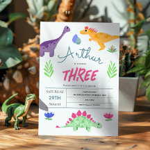 Boys Cute Blue Jungle T-Rex Dinosaur Birday