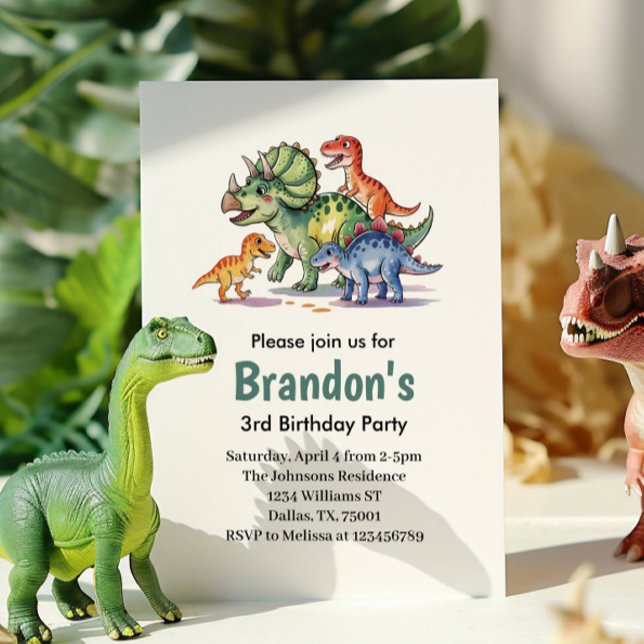 Invitación Boys Cute Dinosaur Birthday (Subido por el creador)