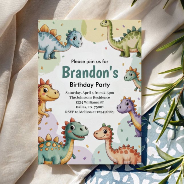 Invitación Boys Cute Dinosaur Birthday (Subido por el creador)