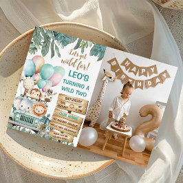 Invitación Boys Cute Wild Two Safari 2nd Birthday Photo