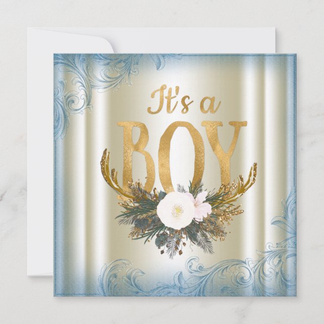 Invitación Boys Deer Antler Baby Shower (Anverso)