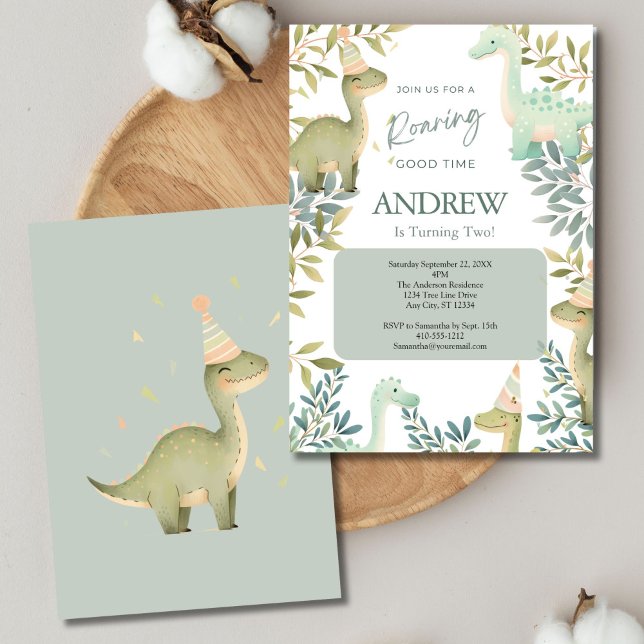 Invitación Boys Dinosaur Birthday Party 1ª 2ª 3ª 4ª Fiesta (Dinosaur Boys Birthday Invitation. 1st, 2nd, 3rd, 4th Birthday.)