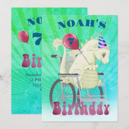 Invitación Boys discapacitados Dragon Green Birday