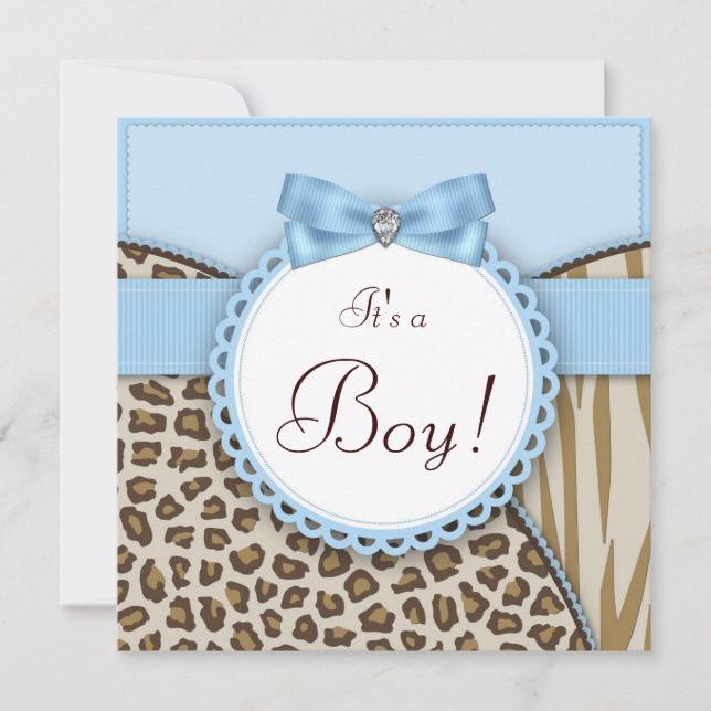 Invitación Boys Elegant Safari Baby Shower (Anverso)