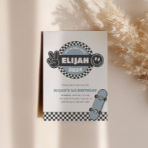 Boys en Skateboard Groovy Hippie Cumpleaños