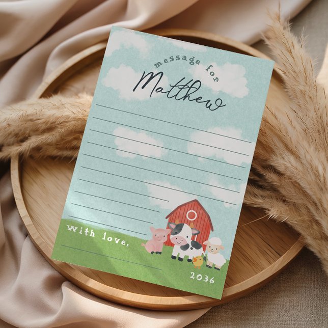 Invitación Boys Farm First Birthday Time Capsule Cards (Subido por el creador)