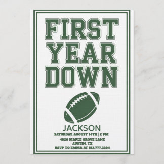 Invitación Boy's Football First Year Down 1st Birthday Party 