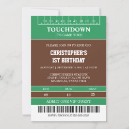 Invitación Boys Football First Year Down 1st Birthday Party