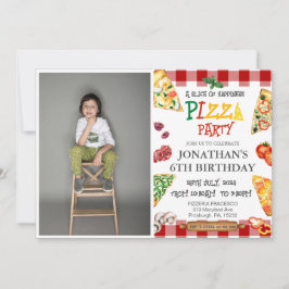 Invitación Boys Guay Cute Pizza fiesta de cumpleaños