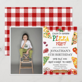 Invitación Boys Guay Cute Pizza fiesta de cumpleaños