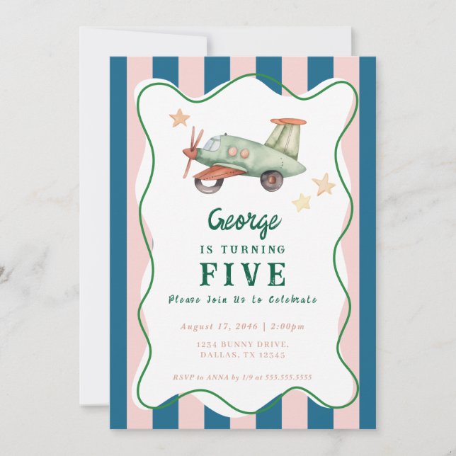 Invitación Boys Guay moderna y colorida fiesta de cumpleaños  (Anverso)