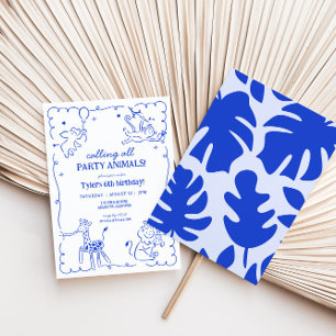 Invitación Boys Jungle Zoo Safari Animales Cumpleaños