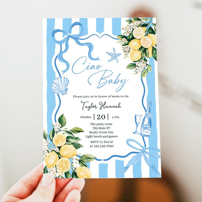 Invitación Boys Lemon Ciao Baby Italian Baby Shower (Subido por el creador)