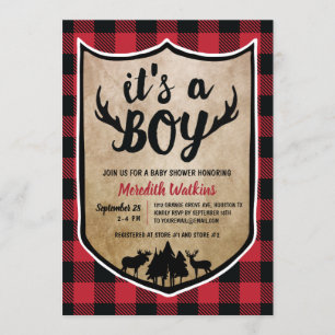 Invitación Boys Lumberjack Baby Shower