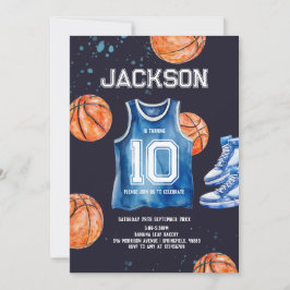 Invitación Boys Modern Blue Basket play Kids Birthday