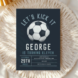 Invitación Boys Modern Blue Soccer Kids Birthday