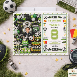 Invitación Boys Modern Sports Soccer Kids 8th Birthday Party