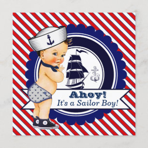 Invitación Boys Nautical Sailor Baby Shower