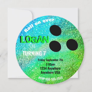 Invitación Boys neon BOWLING BALL bowling Fiesta de cumpleaño