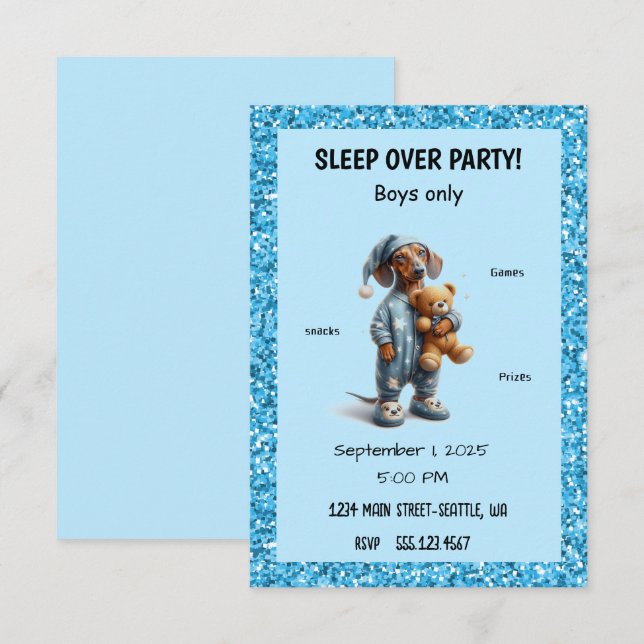 INVITACIÓN BOYS PAJAMA FIESTA (Anverso / Reverso)