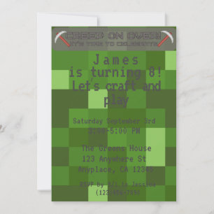Invitación Boys Pixel Gamer Fiesta de Cumpleaños