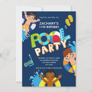 Invitación Boys Pool Fiesta 11º cumpleaños