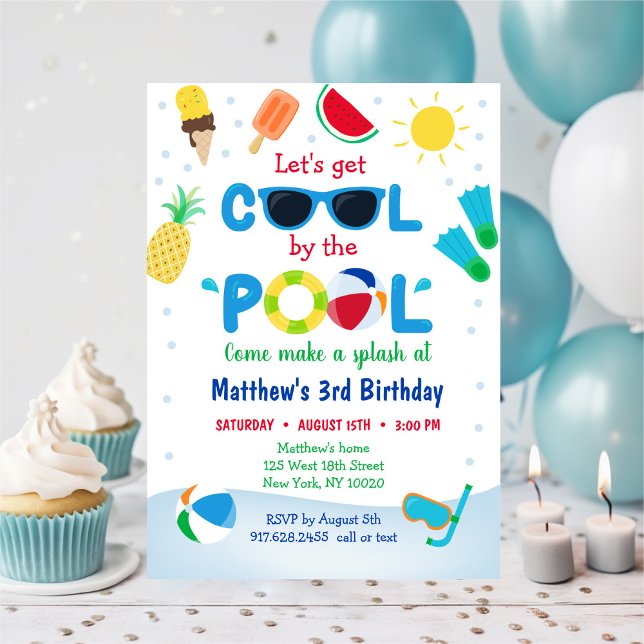 Invitación Boys Pool Fiesta Vamos a conseguir Guay Cumpleaños (Subido por el creador)