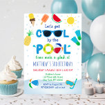 Invitación Boys Pool Fiesta verano Cumpleaños<br><div class="desc">Esta invitación de cumpleaños incluye adorables y coloridos ilustraciones de verano.</div>