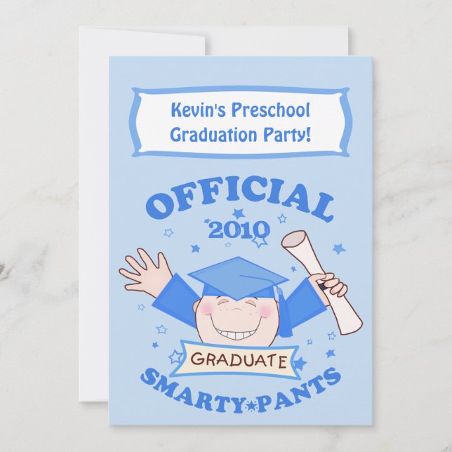 Invitación Boys Prescolol / Kindergarten Graduation Party (Anverso)