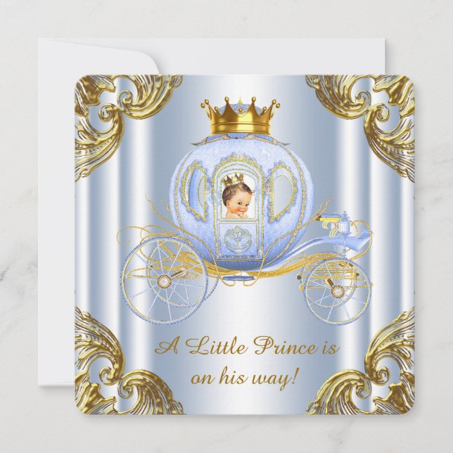 Invitación Boys Prince Royal Carriage Prince Baby Shower (Anverso)