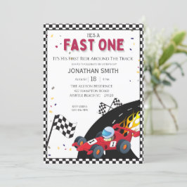 Invitación Boys Red Race Car 1er cumpleaños fiesta de invitac