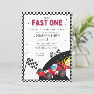 Invitación Boys Red Race Car 1er cumpleaños fiesta de invitac