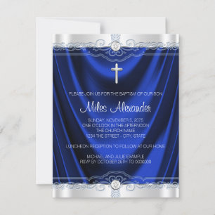 Invitación Boys Royal Blue Baptism Christening