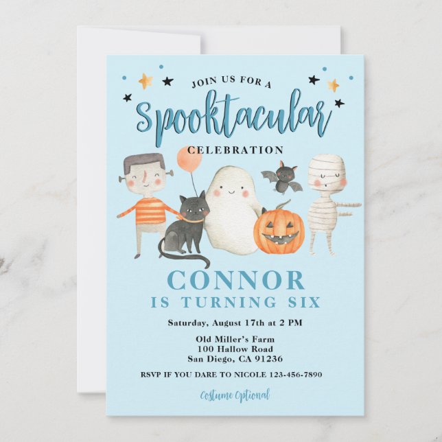 Invitación Boys Spooktacular Halloween (Anverso)