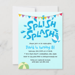 Invitación Boys Summer Splash Pool Fiesta Cumpleaños