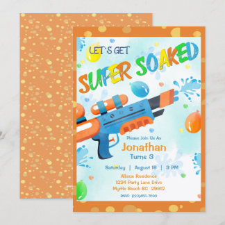 Invitación Boys Summer Watergun Pool Fiesta de cumpleaños