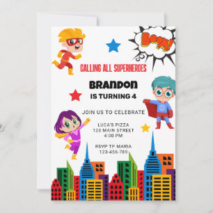 Invitación Boys Superhero Birthday Party