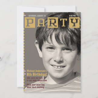 Invitación Boys Tech Magazine Foto fiesta de cumpleaños