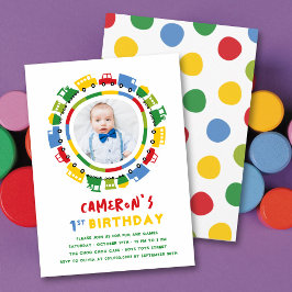 Invitación Boys Toys Fun Transport Photo 1er Fiesta de cumple