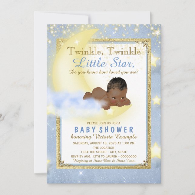 Invitación Boys Twinkle Twinkle Little Star Baby Shower (Anverso)