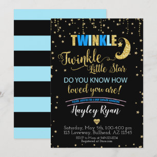 Invitación Boys Twinkle Twinkle Little Star Blue Baby Shower