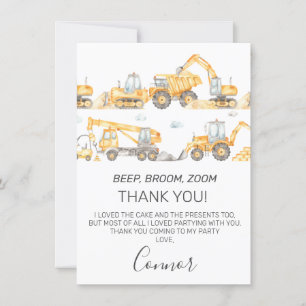 Invitación Boys Vehículos de Construcción Cumpleaños Gracias