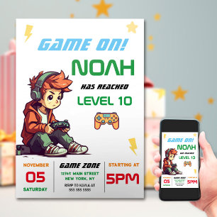 Invitación Boys Video Game Birthday Party