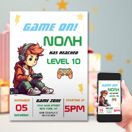 Invitación Boys Video Game Birthday Party